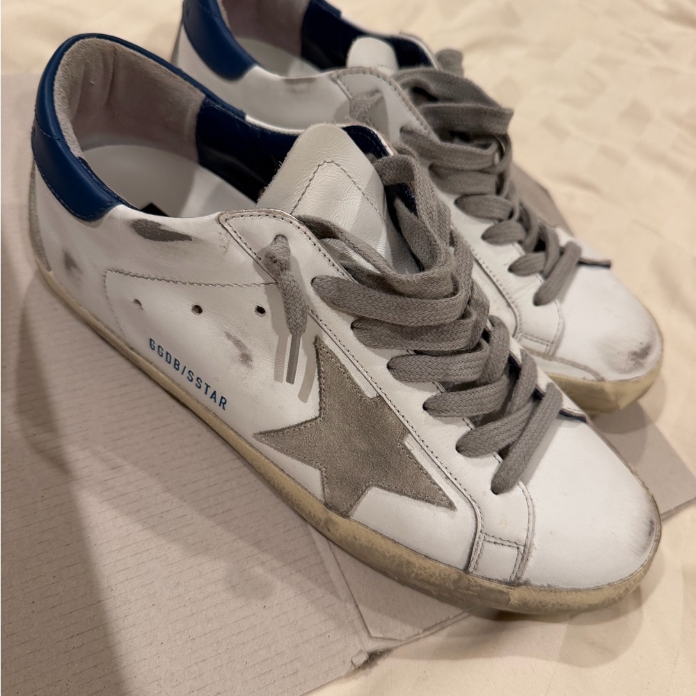 Golden Goose Cream and Tan Sneakers